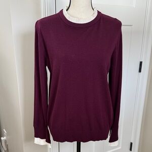 Milano Women's Crew Neck Sweater - Burgundy and White